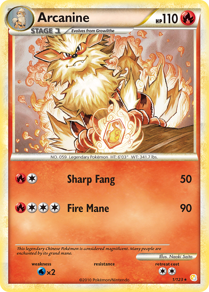 Arcanine (1/123) [HeartGold & SoulSilver: Base Set] | Good Games Cannington