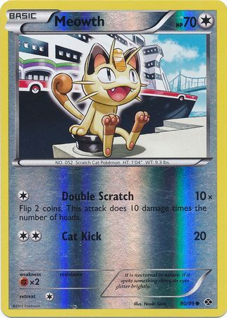 Meowth (80/99) (Mirror Reverse Holo) [Black & White: Next Destinies] | Good Games Cannington
