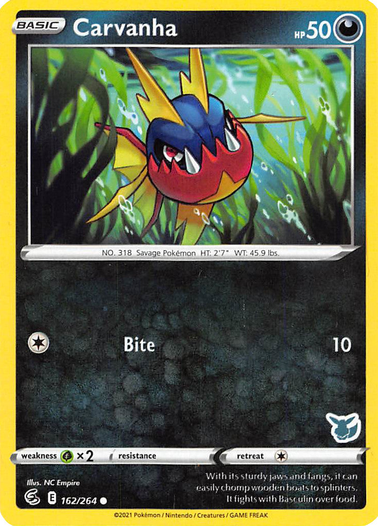 Carvanha (162/264) (Eevee Deck) [Battle Academy 2022] | Good Games Cannington