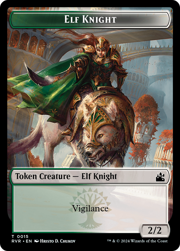Elf Knight // Wurm Double-Sided Token [Ravnica Remastered Tokens] | Good Games Cannington