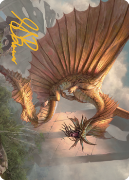 Ancient Gold Dragon Art Card (28) (Gold-Stamped Signature) [Commander Legends: Battle for Baldur's Gate Art Series] | Good Games Cannington