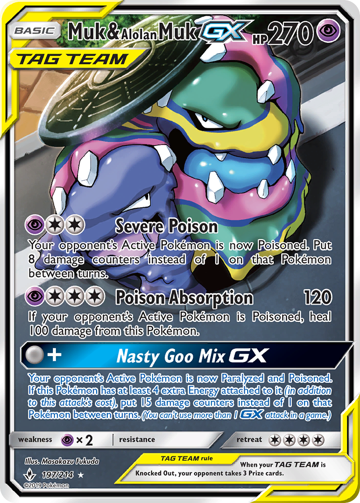 Muk & Alolan Muk GX (197/214) [Sun & Moon: Unbroken Bonds] | Good Games Cannington