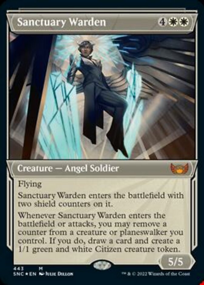 Sanctuary Warden (Showcase Art Deco Foil Etched) [Streets of New Capenna] | Good Games Cannington