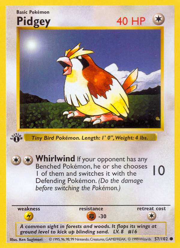 Pidgey (57/102) (Shadowless) [Base Set 1st Edition] | Good Games Cannington