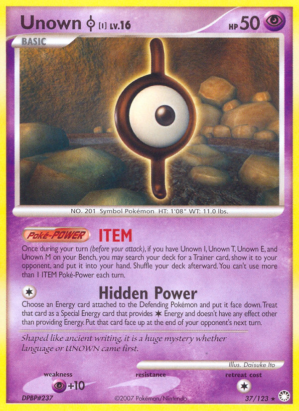 Unown I (37/123) [Diamond & Pearl: Mysterious Treasures] | Good Games Cannington