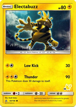 Electabuzz (43/156) (Pikachu Stamp #58) [Battle Academy 2020] | Good Games Cannington