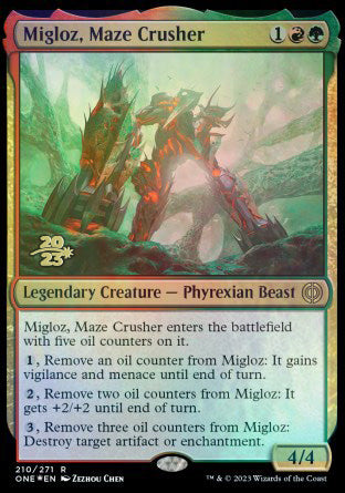 Migloz, Maze Crusher [Phyrexia: All Will Be One Prerelease Promos] | Good Games Cannington