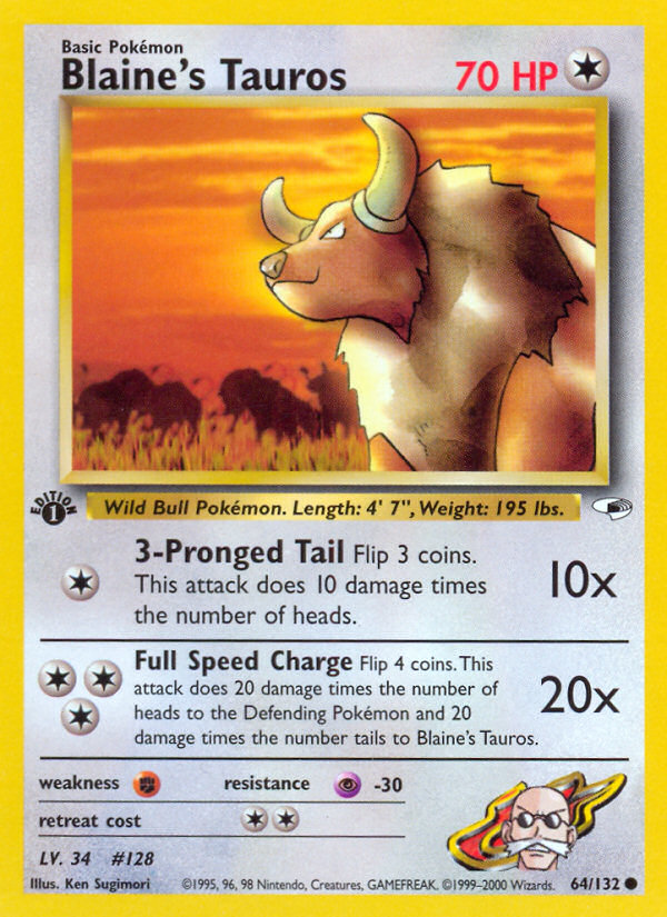 Blaine's Tauros (64/132) [Gym Heroes 1st Edition] | Good Games Cannington
