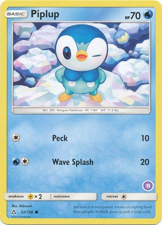 Piplup (32/156) (Deck Exclusive #11) [Sun & Moon: Trainer Kit - Alolan Sandslash] | Good Games Cannington