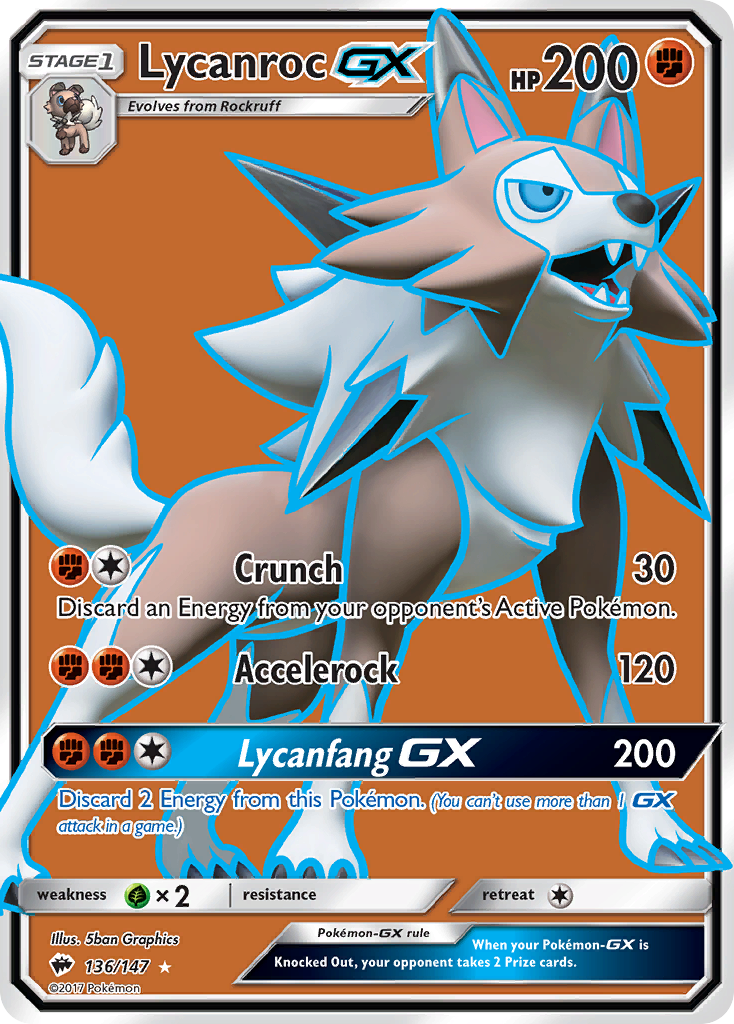 Lycanroc GX (136/147) [Sun & Moon: Burning Shadows] | Good Games Cannington