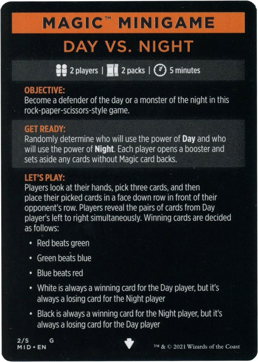 Day Vs. Night (Magic Minigame) [Innistrad: Midnight Hunt Minigame] | Good Games Cannington