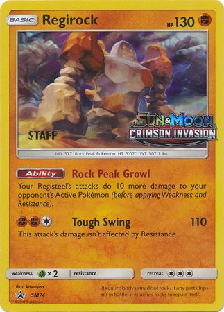Regirock (SM74) (Staff Prerelease Promo) [Sun & Moon: Black Star Promos] | Good Games Cannington