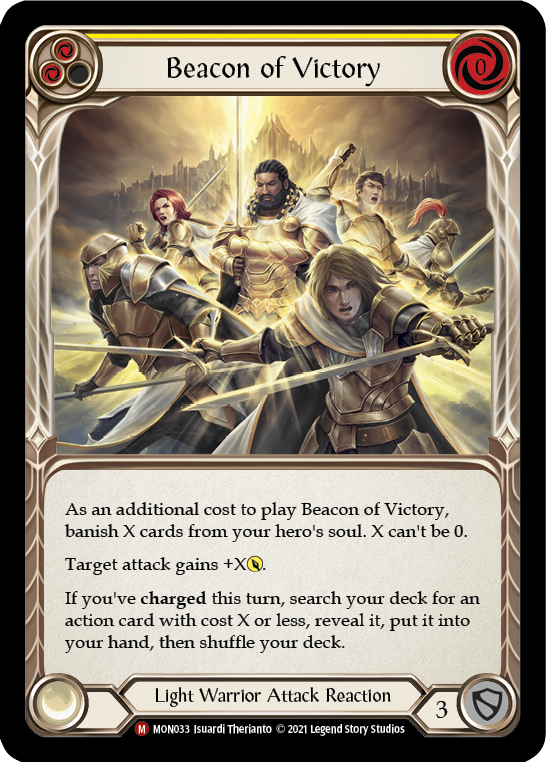 Beacon of Victory [MON033-RF] 1st Edition Rainbow Foil | Good Games Cannington