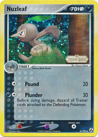 Nuzleaf (41/92) (Stamped) [EX: Legend Maker] | Good Games Cannington