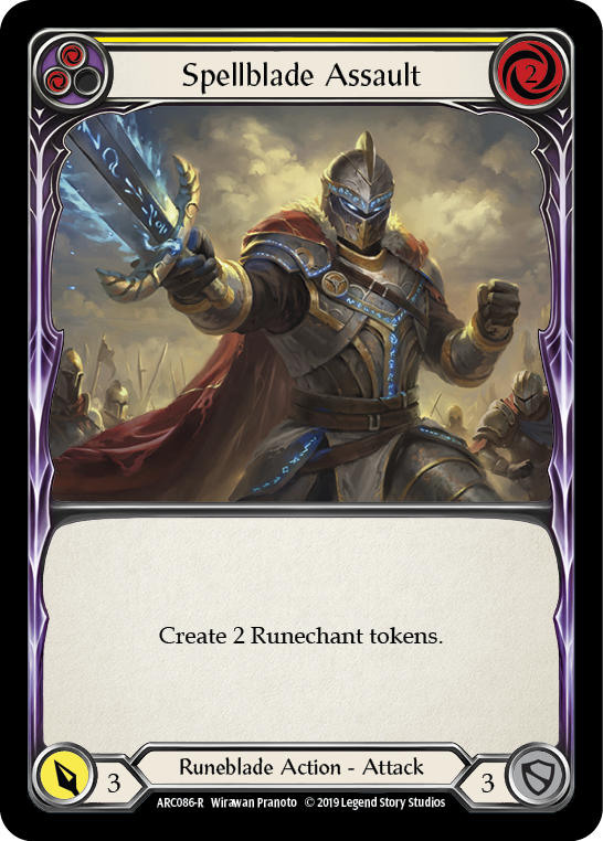 Spellblade Assault (Yellow) [ARC086-R] 1st Edition Rainbow Foil | Good Games Cannington