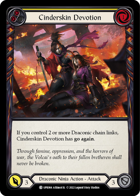 Cinderskin Devotion (Yellow) [UPR064] (Uprising)  Rainbow Foil | Good Games Cannington