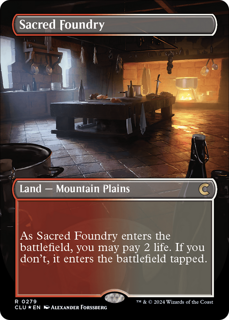 Sacred Foundry (Borderless) [Ravnica: Clue Edition] | Good Games Cannington