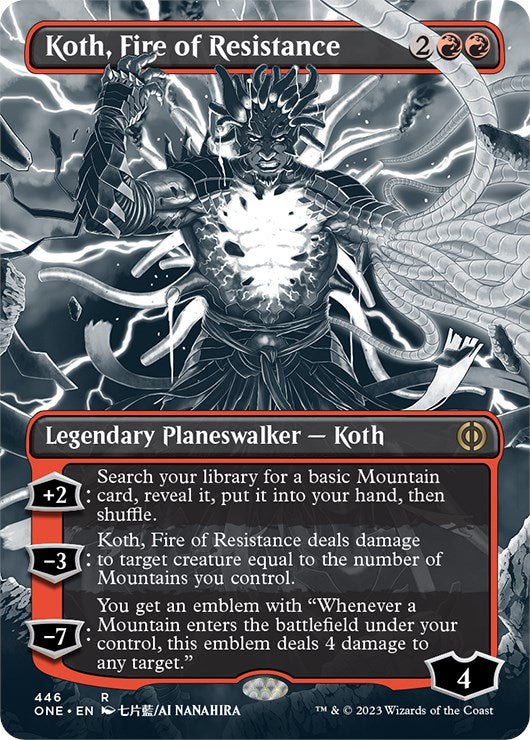 Koth, Fire of Resistance (Borderless Manga Step-and-Compleat Foil) [Phyrexia: All Will Be One] | Good Games Cannington