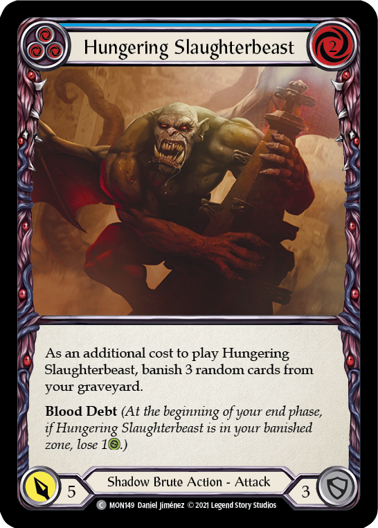 Hungering Slaughterbeast (Blue) [MON149-RF] 1st Edition Rainbow Foil | Good Games Cannington