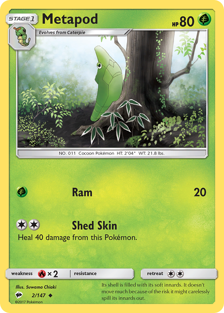 Metapod (2/147) [Sun & Moon: Burning Shadows] | Good Games Cannington