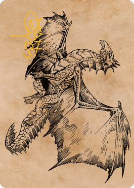 Ancient Bronze Dragon Art Card (58) (Gold-Stamped Signature) [Commander Legends: Battle for Baldur's Gate Art Series] | Good Games Cannington