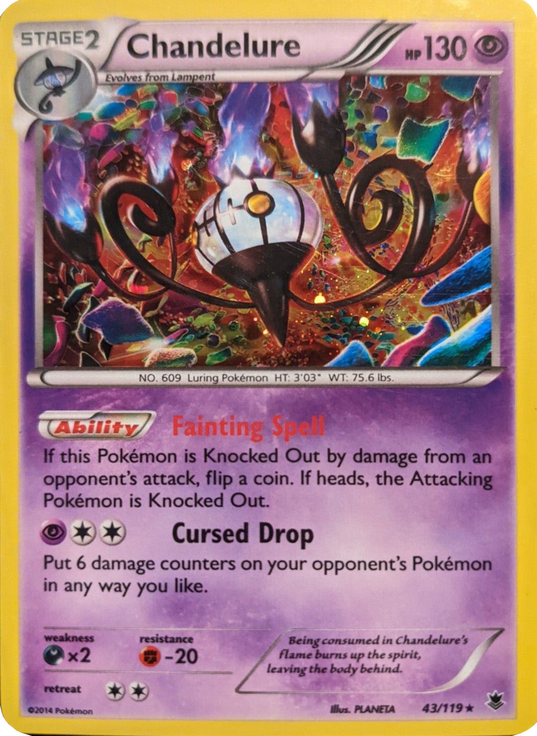 Chandelure (43/119) (Cosmos Holo) [XY: Phantom Forces] | Good Games Cannington