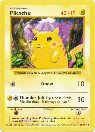 Pikachu (58/102) (Red Cheeks Misprint) [Base Set Shadowless Unlimited] | Good Games Cannington