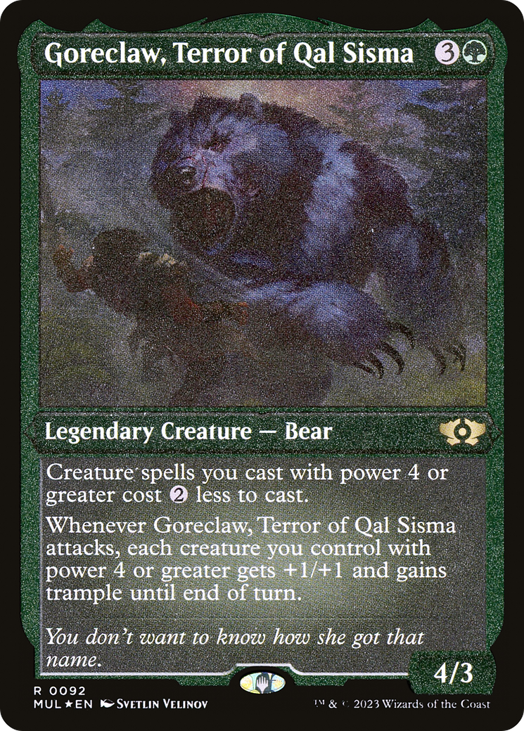 Goreclaw, Terror of Qal Sisma (Foil Etched) [Multiverse Legends] | Good Games Cannington