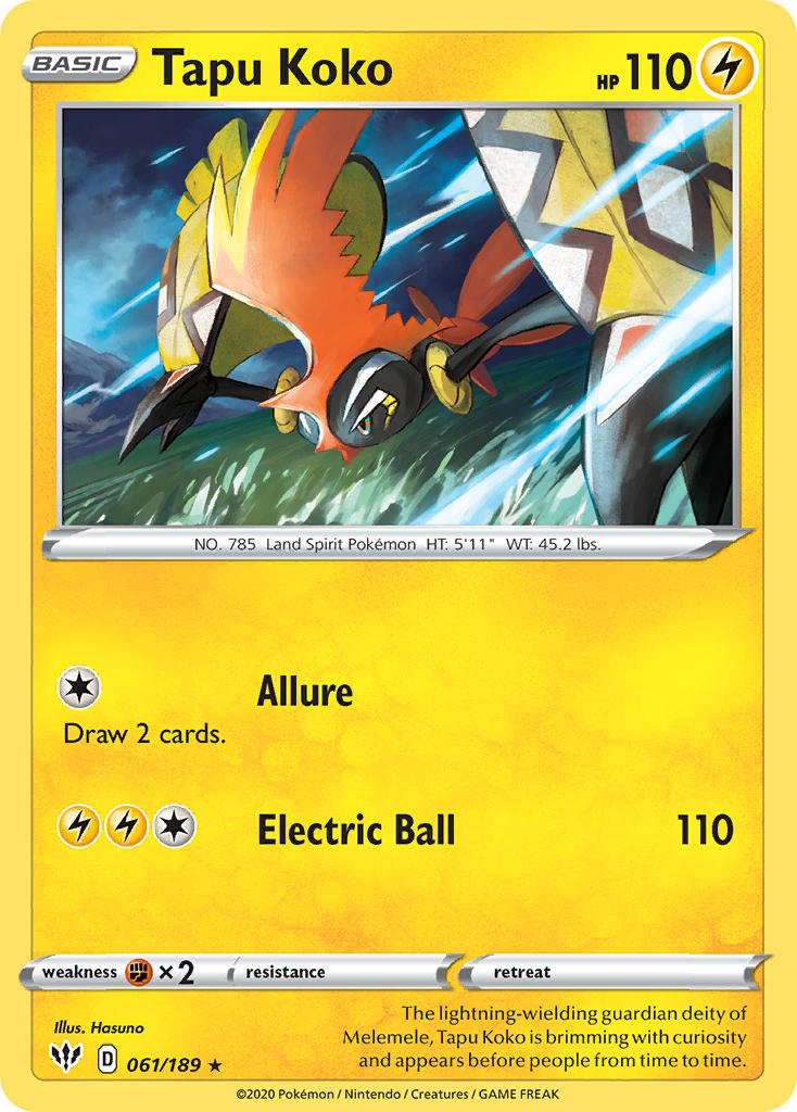 Tapu Koko (061/189) (Theme Deck Exclusive) [Sword & Shield: Darkness Ablaze] | Good Games Cannington