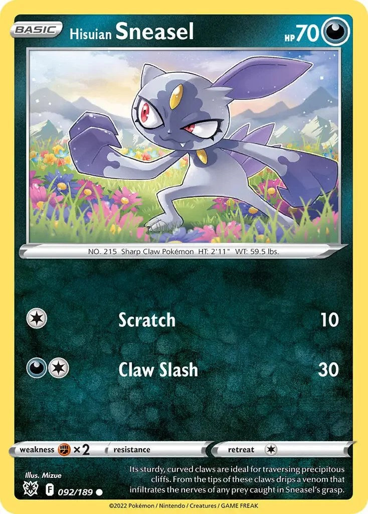 Hisuian Sneasel (092/189) (Theme Deck Exclusive) [Sword & Shield: Astral Radiance] | Good Games Cannington
