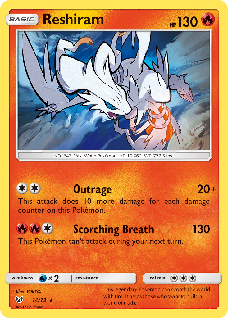 Reshiram (14/73) [Sun & Moon: Shining Legends] | Good Games Cannington