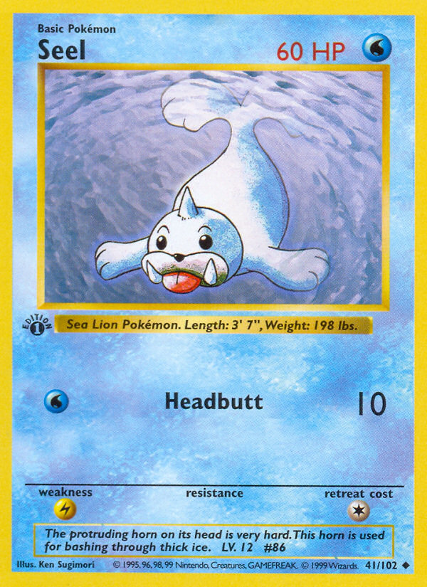 Seel (41/102) (Shadowless) [Base Set 1st Edition] | Good Games Cannington