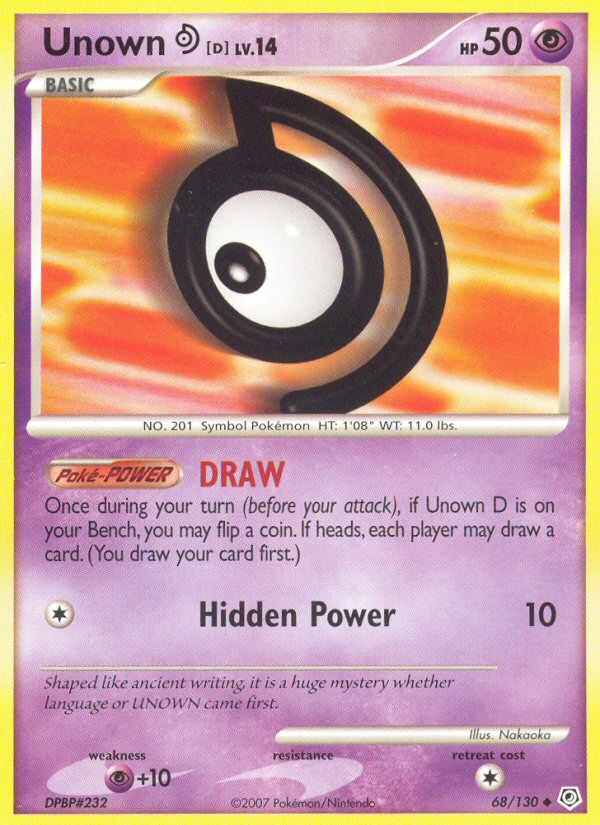 Unown D (68/130) [Diamond & Pearl: Base Set] | Good Games Cannington