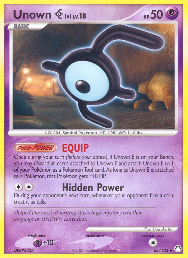 Unown E (65/123) [Diamond & Pearl: Mysterious Treasures] | Good Games Cannington