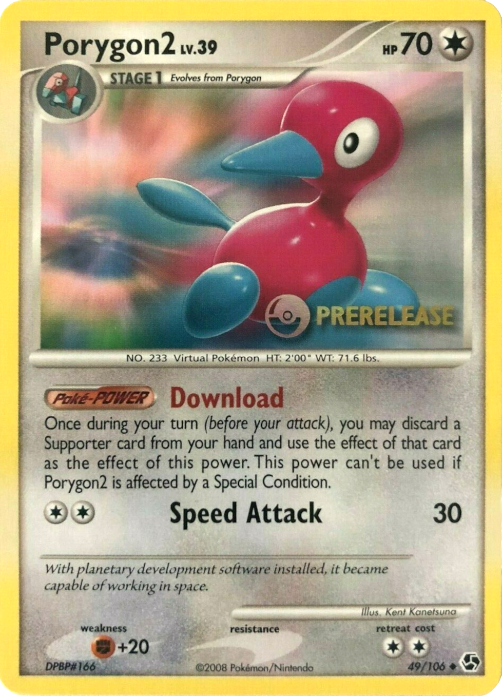 Porygon2 (49/106) (Prerelease Promo) [Diamond & Pearl: Black Star Promos] | Good Games Cannington
