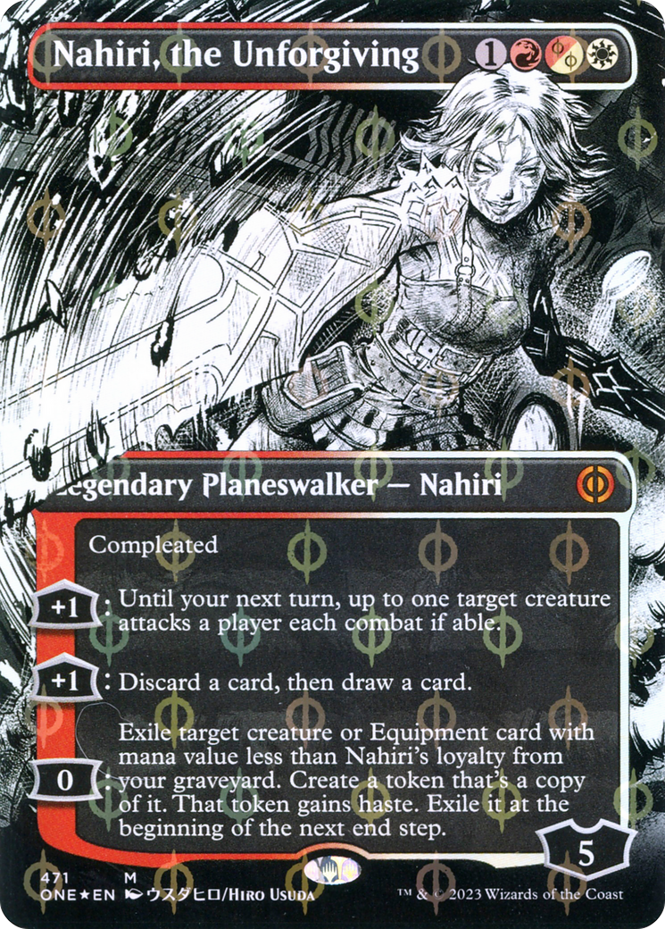 Nahiri, the Unforgiving (Borderless Manga Step-and-Compleat Foil) [Phyrexia: All Will Be One] | Good Games Cannington