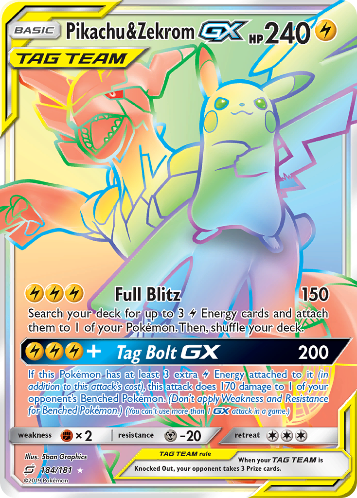 Pikachu & Zekrom GX (184/181) [Sun & Moon: Team Up] | Good Games Cannington