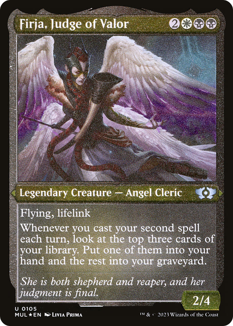 Firja, Judge of Valor (Foil Etched) [Multiverse Legends] | Good Games Cannington