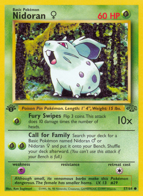 Nidoran (57/64) (Female) [Jungle 1st Edition] | Good Games Cannington