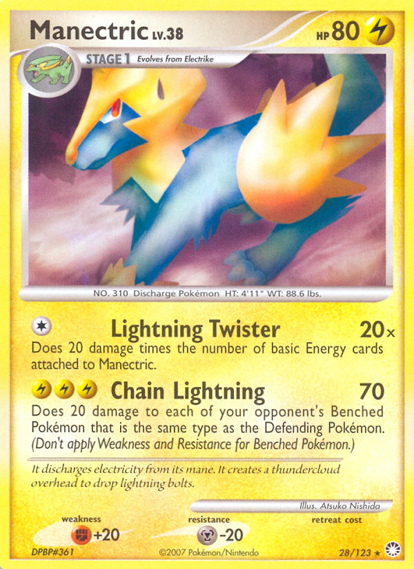 Manectric (28/123) [Diamond & Pearl: Mysterious Treasures] | Good Games Cannington