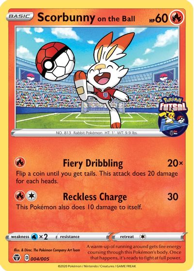 Scorbunny on the Ball (004/005) [Pokemon Futsal Collection] | Good Games Cannington