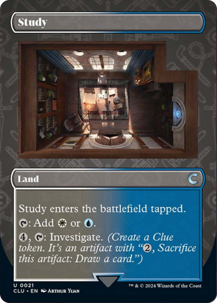 Study (Borderless) [Ravnica: Clue Edition] | Good Games Cannington