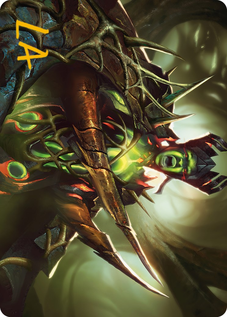 Maze's Mantle Art Card (Gold-Stamped Signature) [Phyrexia: All Will Be One Art Series] | Good Games Cannington