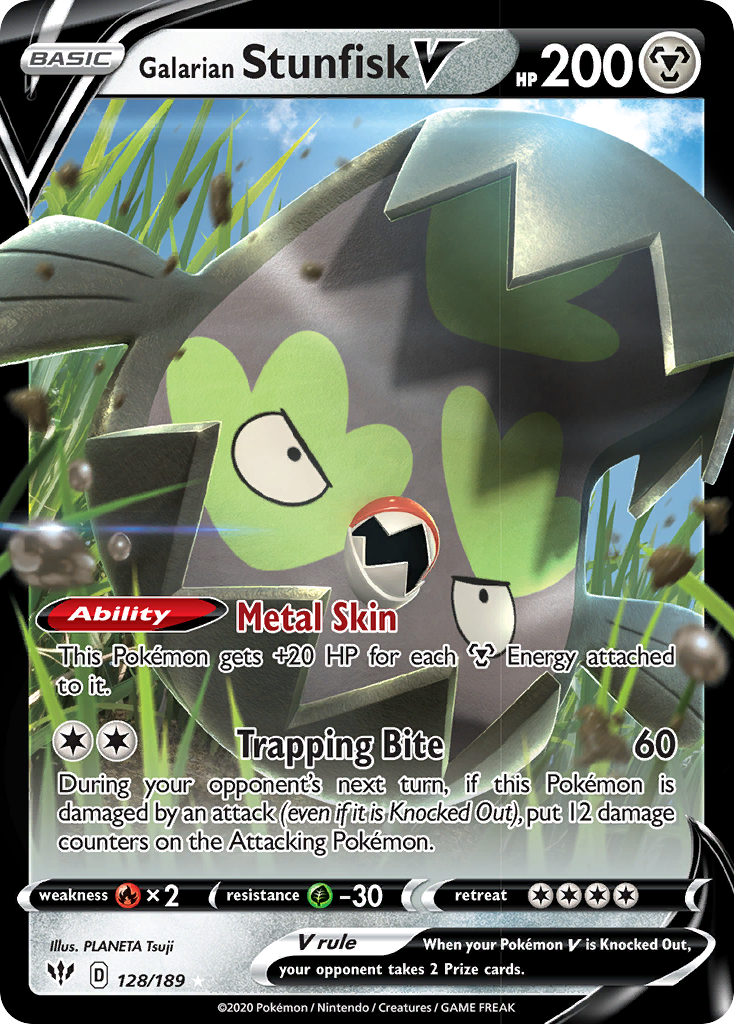 Galarian Stunfisk V (128/189) [Sword & Shield: Darkness Ablaze] | Good Games Cannington