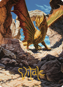Ancient Brass Dragon Art Card (02) (Gold-Stamped Signature) [Commander Legends: Battle for Baldur's Gate Art Series] | Good Games Cannington