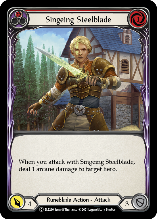 Singeing Steelblade (Red) [U-ELE230] Unlimited Rainbow Foil | Good Games Cannington