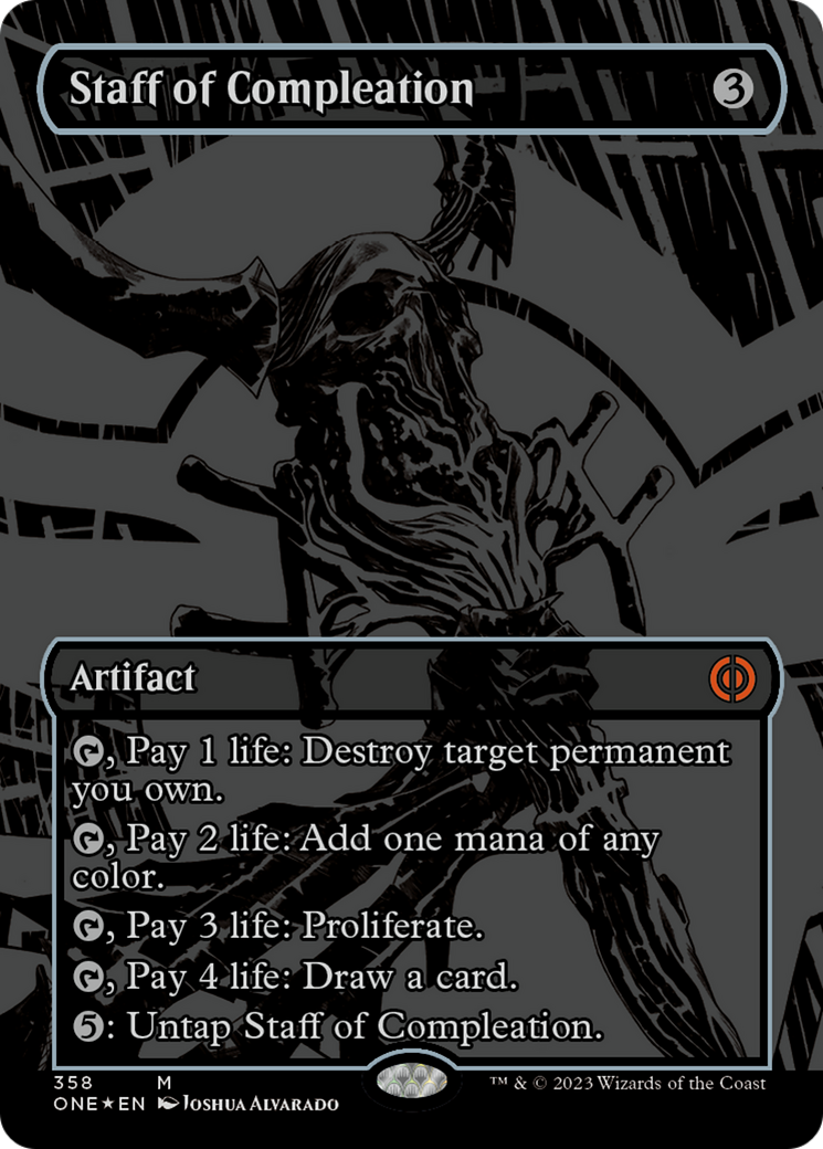 Staff of Compleation (Oil Slick Raised Foil) [Phyrexia: All Will Be One] | Good Games Cannington