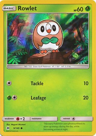 Rowlet (9/149) (Water Web Holo) [Sun & Moon: Base Set] | Good Games Cannington