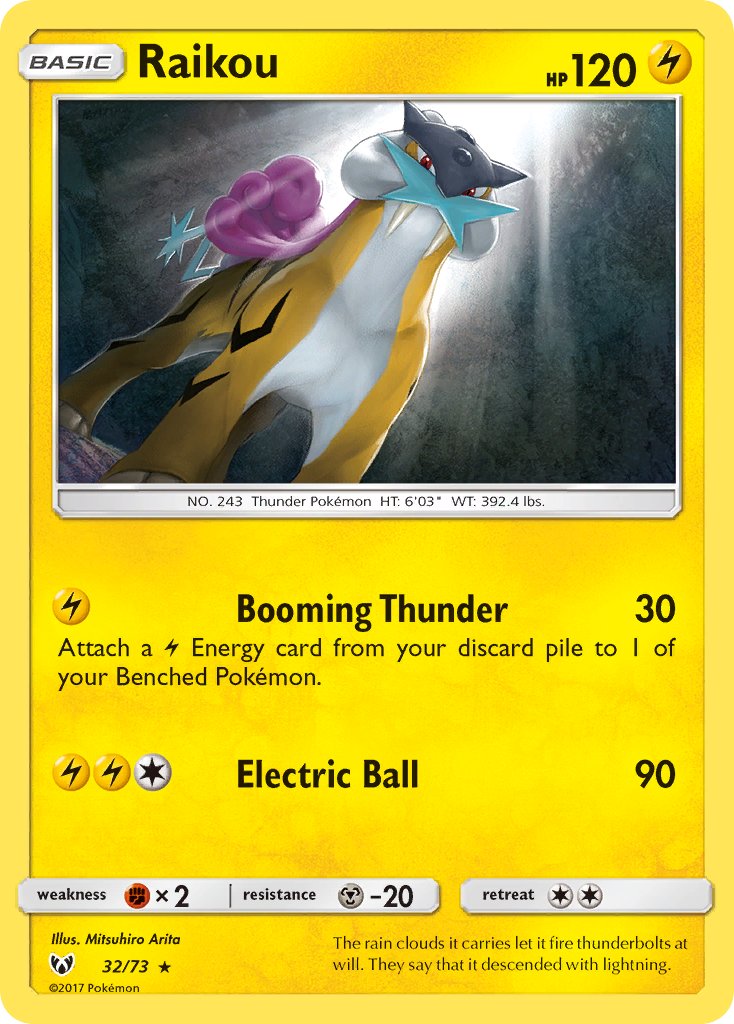 Raikou (32/73) (Lets Play, Pikachu Cracked Ice Holo) (Theme Deck Exclusive) [Sun & Moon: Shining Legends] | Good Games Cannington